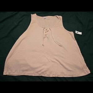 Old Navy Blush Lace-Up Ribbed Tank